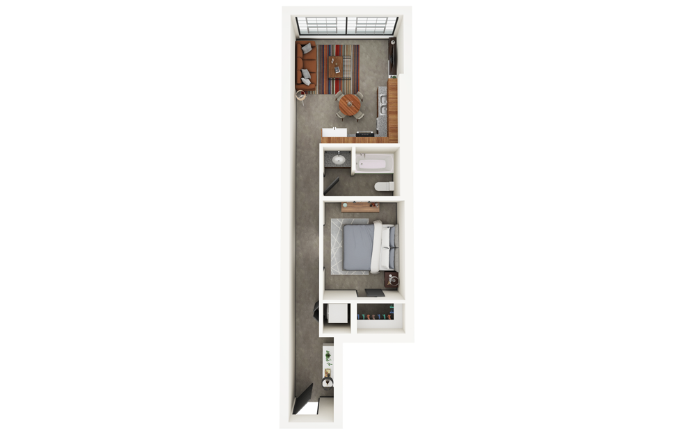 Marks - 1 bedroom floorplan layout with 1 bath and 522 square feet.